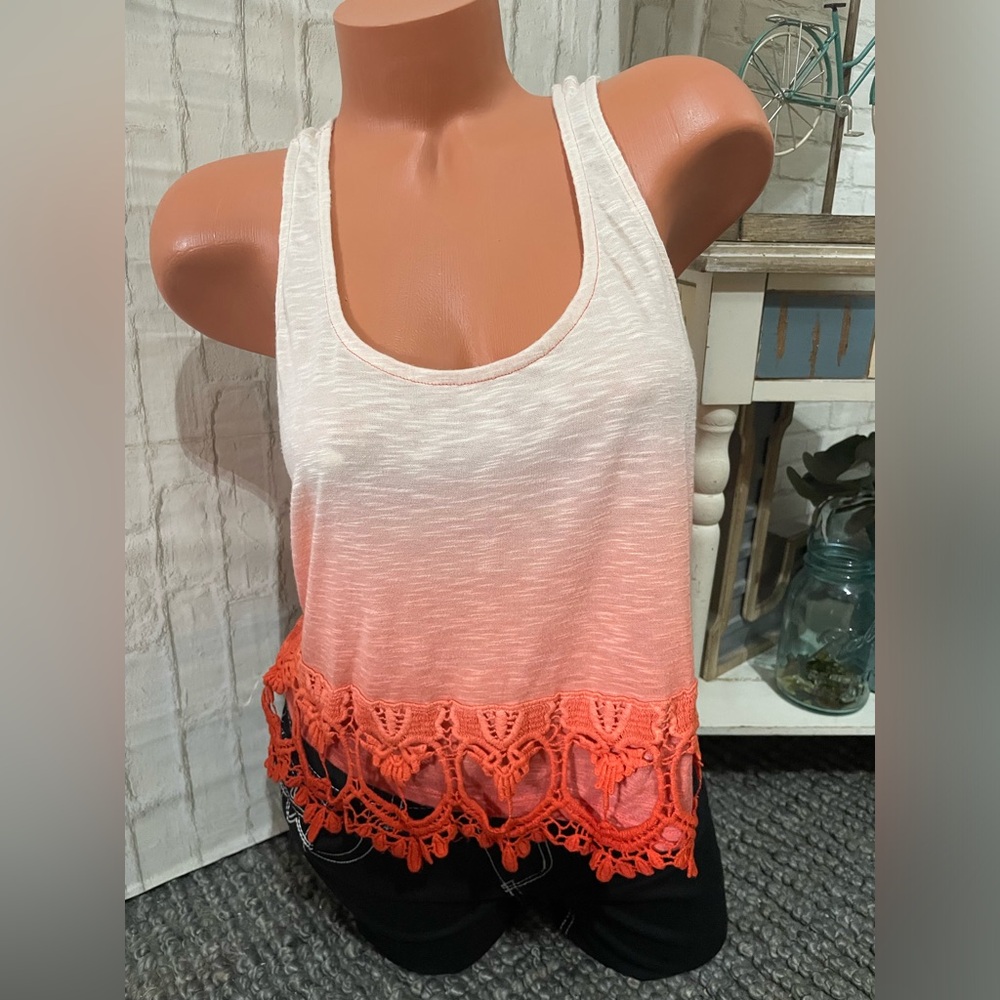 Others Follow Boho Macrame Tank Top Scoop Back Sz M NEW!
